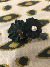 Load image into Gallery viewer, BLUE FLOWER LEATHER EARRINGS
