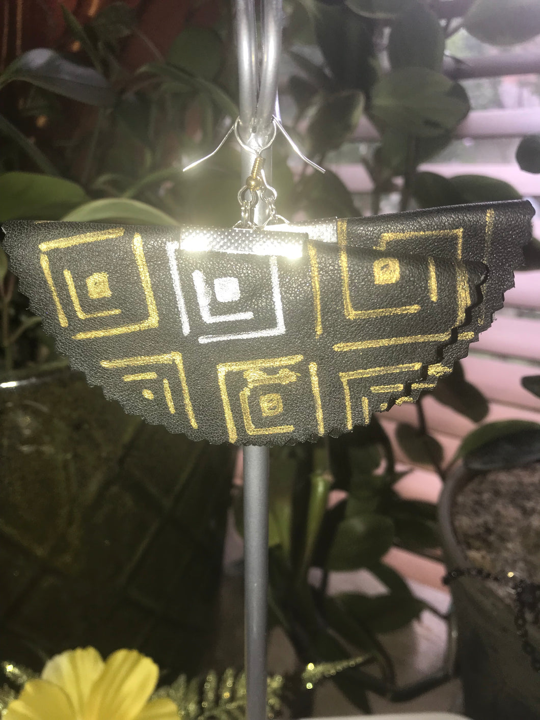Gold & Silver Aztec Hemisphere Earring (Medium)