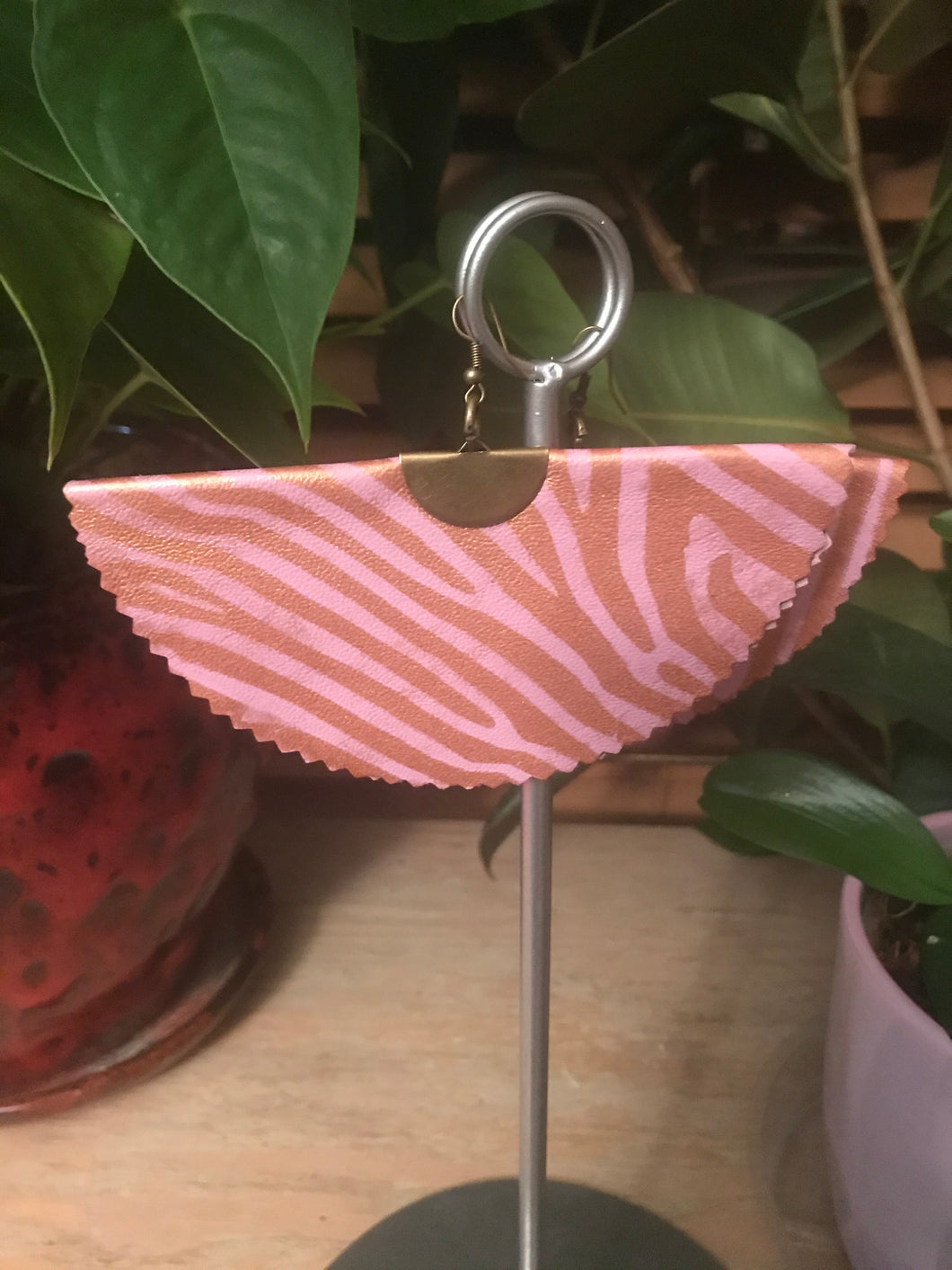 Pink Zebra HemiSphere Earring (Medium)